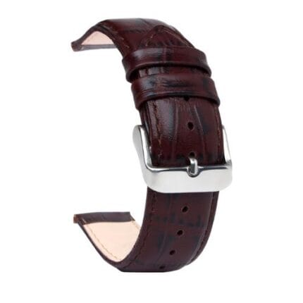 Brown wine colour with Flat Finish of 22 mm Synthetic Leather Watch Strap  (Black)
