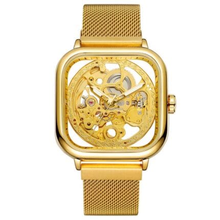 Automatic Mechanical Skeleton Transparent Analog Mesh Steel Band Men's Watch - FSG24724
