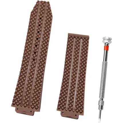 Hublot Watches 25mm Brown Color Pu Tyre Pattern Strap - Compatible for Hublot Big Bang & King Power Models With Tool