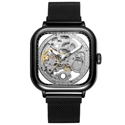 Automatic Mechanical Skeleton Transparent Analog Mesh Steel Band Men's Watch - FS5GXFG
