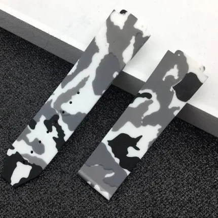 Hublot Watches 25mm Color Silicon White Army Pattern Strap - Compatible for Hublot Big Bang & King Power Models