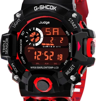 Judge G-0F73Shock red army Series Seven Light Day Date Alarm Water Resist 30 mm Depth Judge Digital Watch - For Men 999
