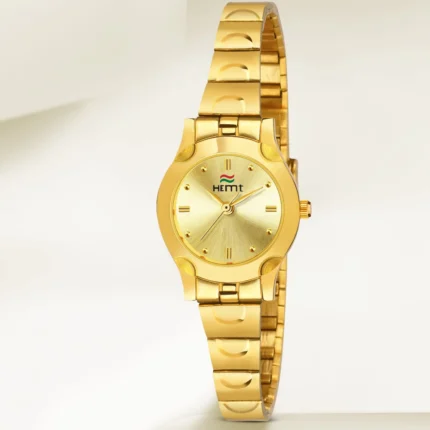 GP Round Dial Plain Golden Analog Watch For Women