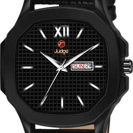 JUDGE Limited Black Series Day and Date Functioning Square Watch for Men Quartz Analog Watch - For Boys