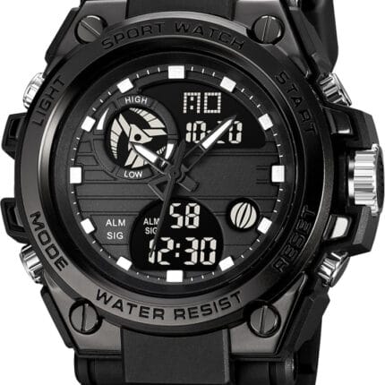 Judge G-0043 Sport Dual Time Analogue Digital Moon Light Day Date Black Dial Multifunction Water proof Trend Fashion Wrist Watch