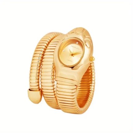 Judge Elegant Gold-Tone Serpentine Bracelet Watch for Women (Golden)