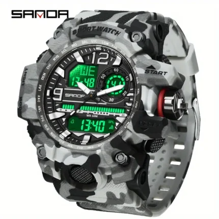 Judge Sanda Fashionable Cool Electronic Watch For Men's (Camouflage Gray White)