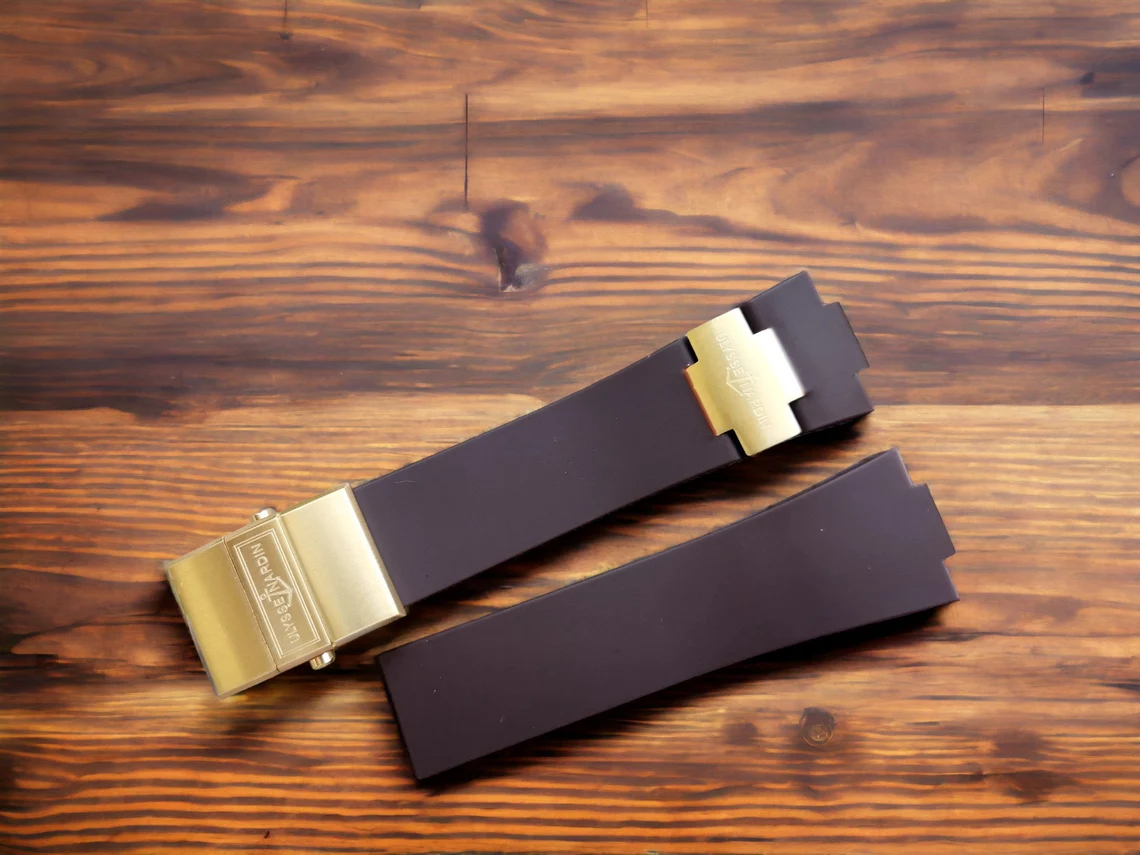 Ulysse Nardin 25x12mm Rubber Strap (Brown) Compatible Judge watches