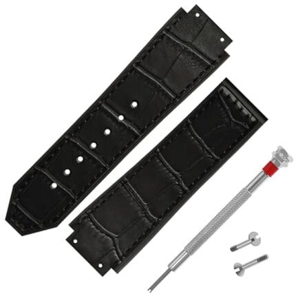 Hublot Compatible Black Croco Leather Strap 25mm