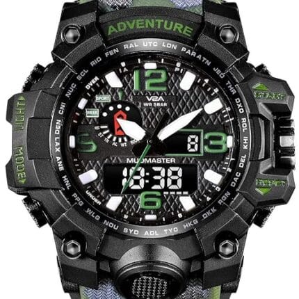 Judge G-0089Sport Dual Time Analogue Digital Moon Light Day Date Black Dial Multifunction Water proof Trend Fashion Wrist Watch
