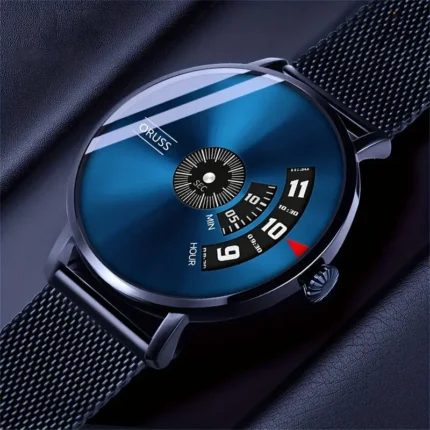 Judge New men's watch high-grade handsome fashion (Black Strap Blue)