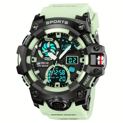 Judge G-0077Sport Dual Time Analogue Digital Moon Light Day Date Black Dial Multifunction Water proof Trend Fashion Wrist Watch
