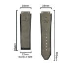 Hublot Compatible Grey Leather Strap 25mm