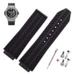 Hublot Watches 25mm Black Color Pu Tyre Pattern Strap