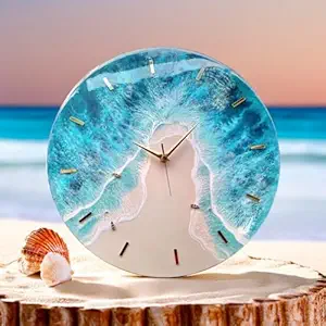 Handmade Ocean Theme Resin Wall Clock - Coastal Decorative Timepiece