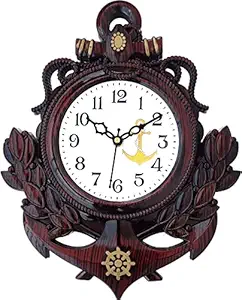 Present Analog Wall Clock with Glass for Living Room || Badroom || Shop || Office || Home Décor || 27 cm X 27 cm_Design-122 (Dark Brown