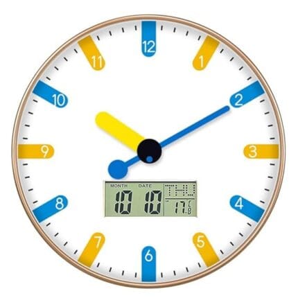 Wall clock analoge digital Non Ticking Quality Quartz Battery Operated Easy to Read Decorative Modern Design Glass (SNAP Digital)