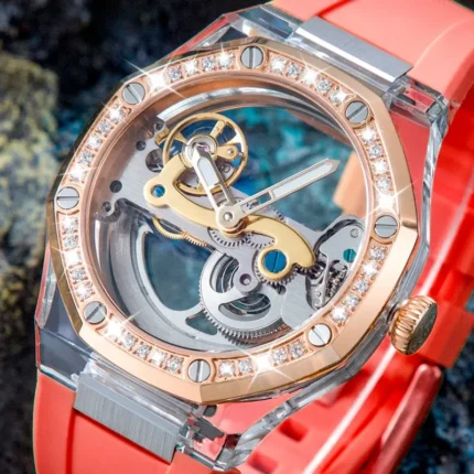 Quality Skeleton Wrist Reloj Transparente Luxury Plastic Mechanical Diamond Watches For Men