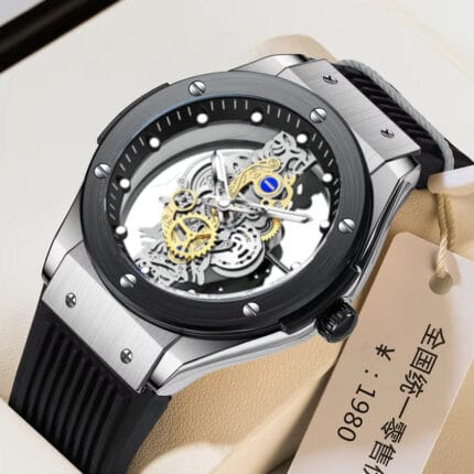 Judge Silver Case with Transparent dial silicon Strap Skeleton Watch