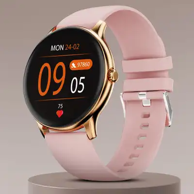 Judge Active 2 Bluetooth Calling watch Fitness Health Sports Music Weather Smartwatch (Pink Strap, 1.5 Inch Round Sunlight Proof Display)